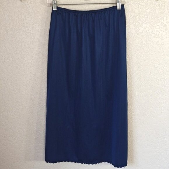 Adonna XL Half Slip Nylon Navy Blue Lace Trim Vintage - Picture 1 of 5